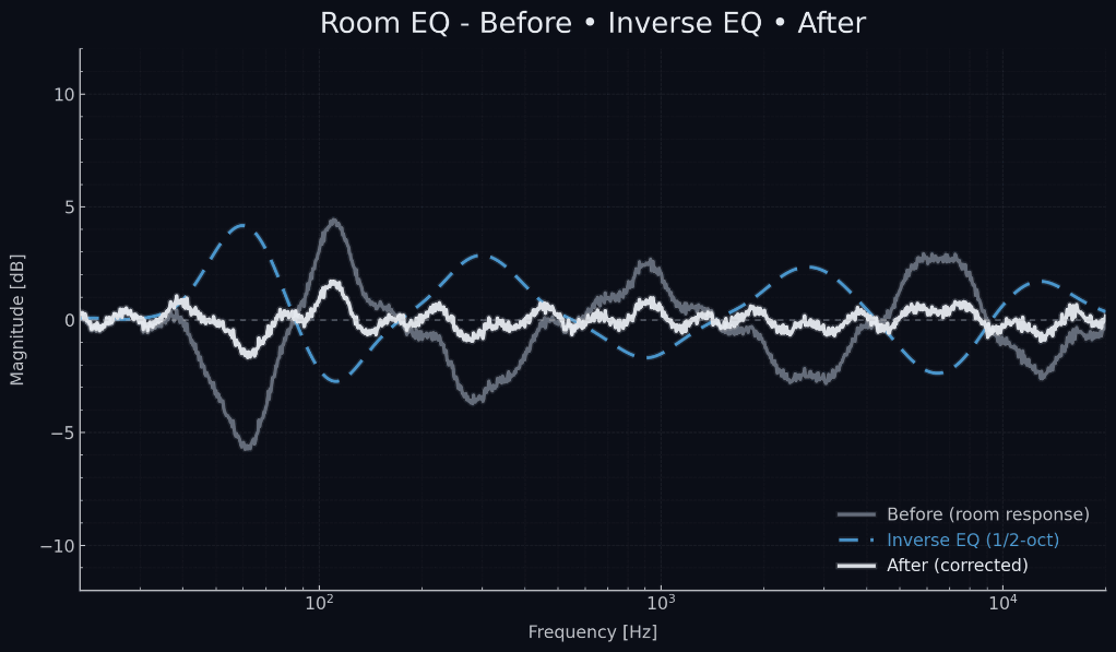 Before and after frequency response graph